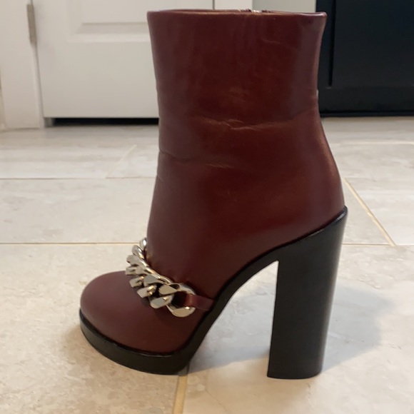 Burgundy Givenchy Chain Embellished Boots - Picture 6 of 9
